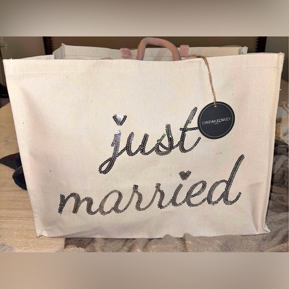 Cynthia Rowley Cream 'Just Married' Tote - Picture 1 of 1